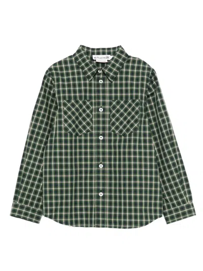 Bonpoint Checked Cotton Shirt In Green