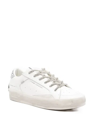 Crime London Glitter-heel Leather Trainers In White