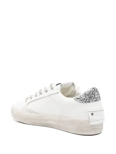 Crime London Glitter-heel Leather Trainers In White