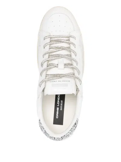 Crime London Glitter-heel Leather Trainers In White