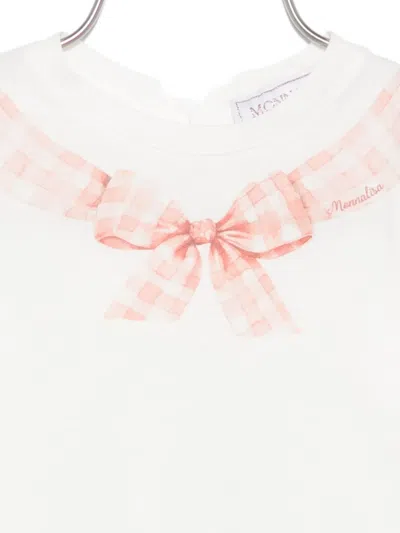 Monnalisa T-shirt Mit Schleife In White