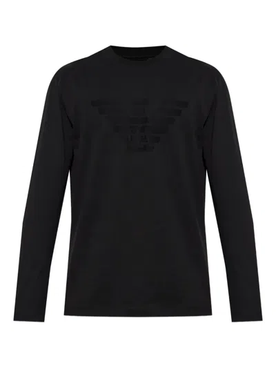 Emporio Armani Eagle-emblem Long-sleeve T-shirt In Black