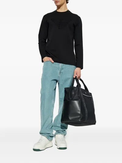 Emporio Armani Eagle-emblem Long-sleeve T-shirt In Black