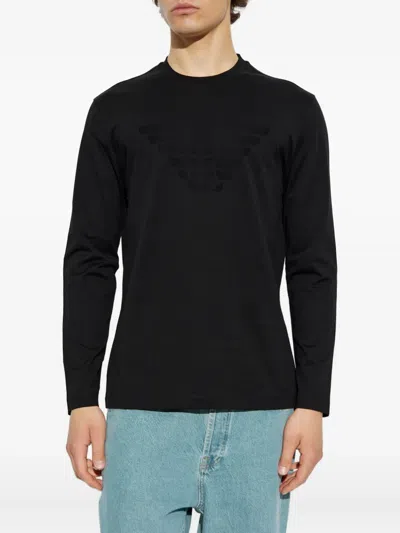 Emporio Armani Eagle-emblem Long-sleeve T-shirt In Black