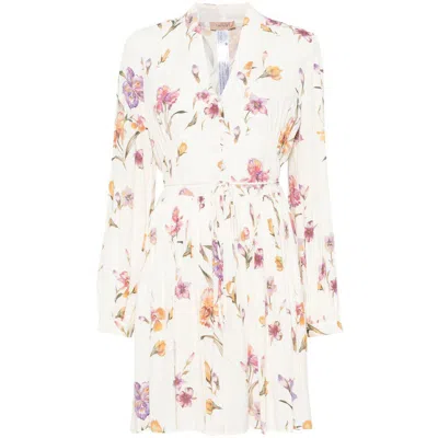Twinset Twin-set Neutrals Floral Print Mini Dress In White