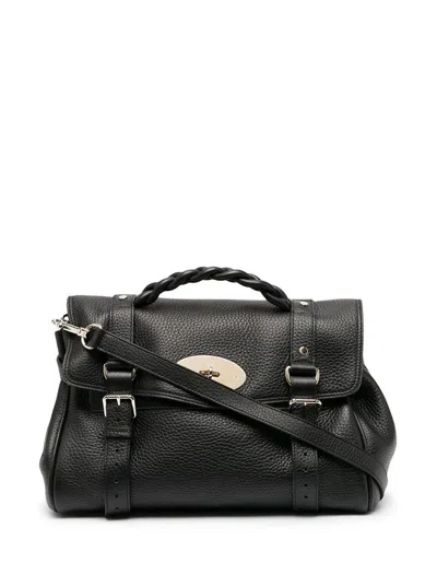 Mulberry 'alexa' Black Handbag With Adjustable And Removable Shoulder Strap And Magnetic Closure