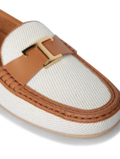 Tod's City Gommino Canvas Loafers In Neutral