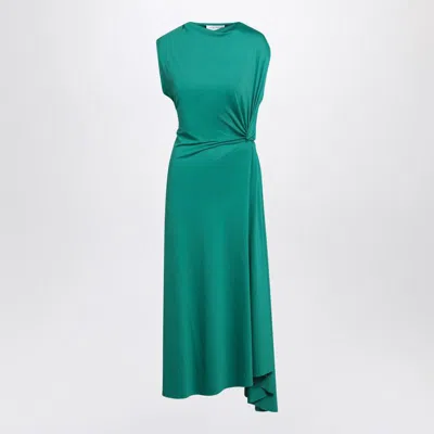 Victoria Beckham Peacock Coloured Dress With Draping Women In Green