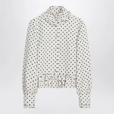 Valentino Garavani Single-breasted Jacket With Black Polka Dots In White