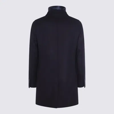 Herno Tailored Wool Coats With Notched Lapels In Blue