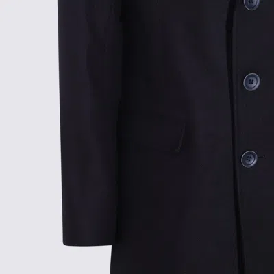 Herno Tailored Wool Coats With Notched Lapels In Blue