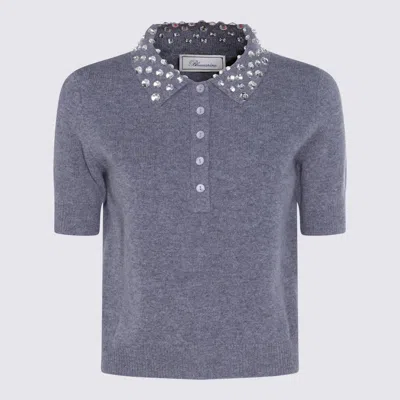 Blumarine Grey Wool Polo Shirt In Gray