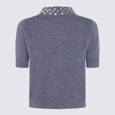 Blumarine Grey Wool Polo Shirt In Gray