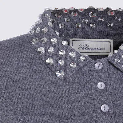 Blumarine Grey Wool Polo Shirt In Gray