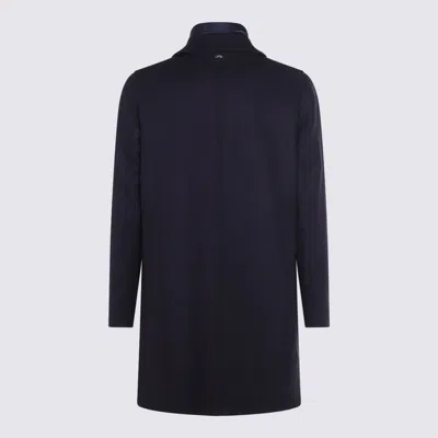 Herno Lapel Side Pockets Long Sleeves Coat In Blue
