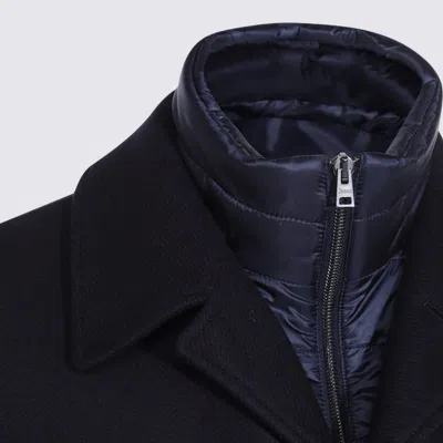 Herno Lapel Side Pockets Long Sleeves Coat In Blue