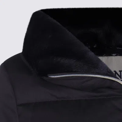 Herno Black Down Jacket In Blue