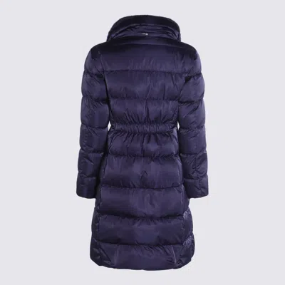 Herno Padded Long Quilted High Collar Jackets In Blue