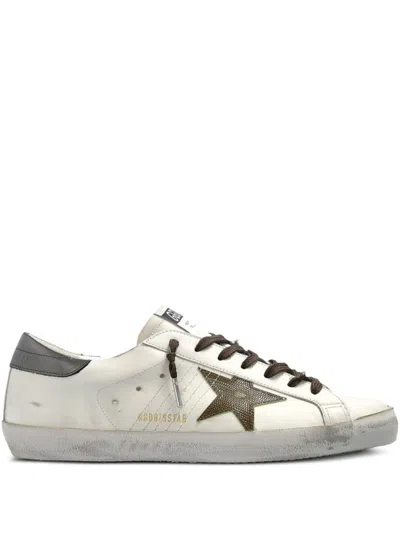 Golden Goose Super-star Sneakers With Lizard Effect Star And Grey Heel Tab In Multi