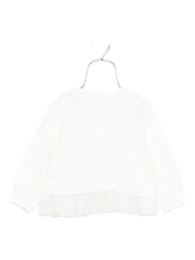 Monnalisa Puppy-print Tulle-trimmed Top In White