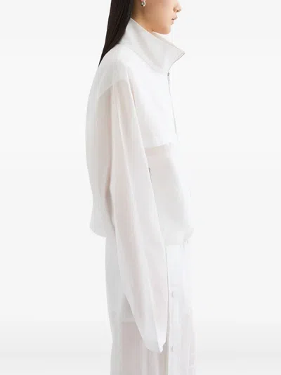 Jil Sander Logo-patch Canvas Cargo Jacket In White