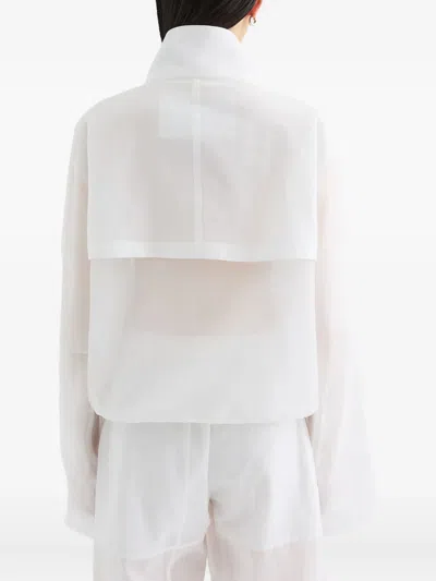 Jil Sander Logo-patch Canvas Cargo Jacket In White