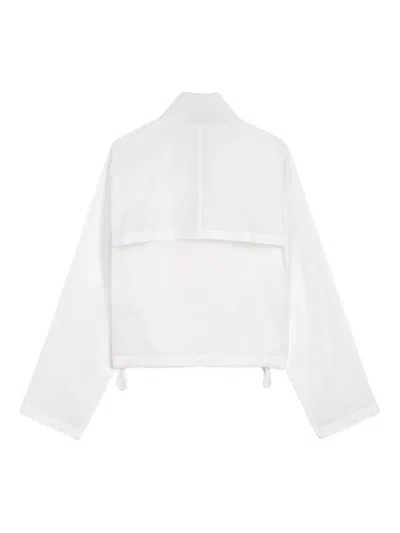 Jil Sander Logo-patch Canvas Cargo Jacket In White