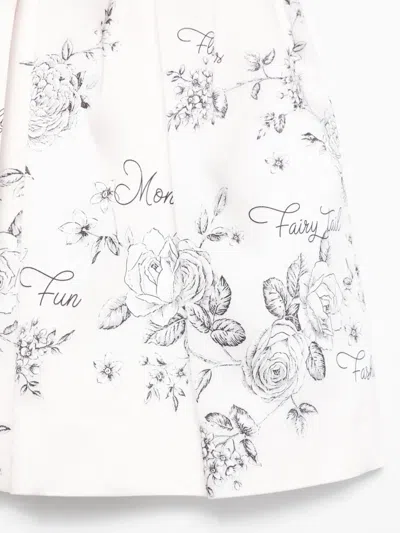 Monnalisa Pleated Floral-print Skirt In White