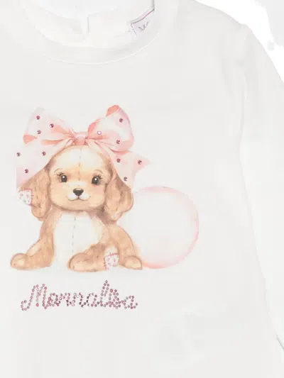 Monnalisa Puppy-bow Top In White
