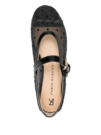 Fabio Rusconi Polka-dot Mesh Ballet Flats In Black