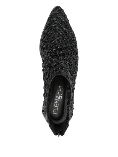 Elena Iachi Woven Leather Pointed-toe Boots In Black