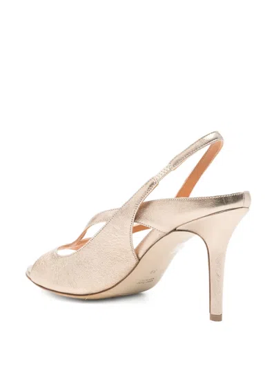 The Seller Sandals In Platinum Leather In Gold