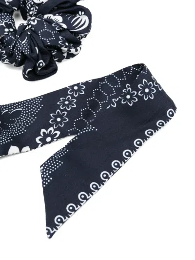 Maje Bandana-print Silk Scrunchie In Black