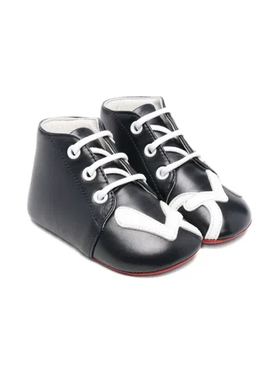 Christian Louboutin Lace-up Leather Baby Shoes In Black