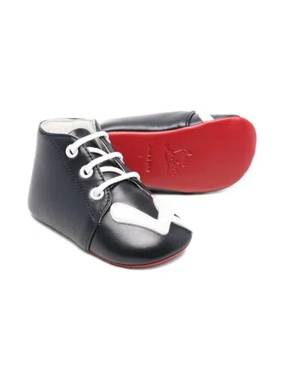 Christian Louboutin Lace-up Leather Baby Shoes In Black