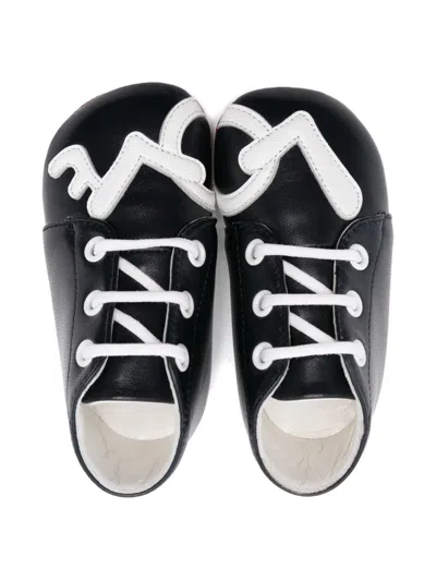 Christian Louboutin Lace-up Leather Baby Shoes In Black