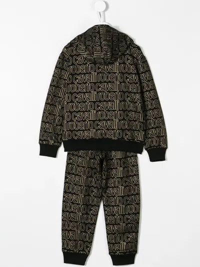 Roberto Cavalli Junior Logo Print Tracksuit Set In Black