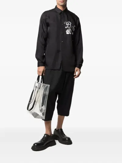 Black Comme Des Garçons Tiger-embroidered Shirt In Black