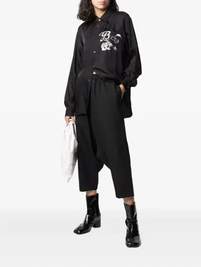 Black Comme Des Garçons Tiger-embroidered Shirt In Black