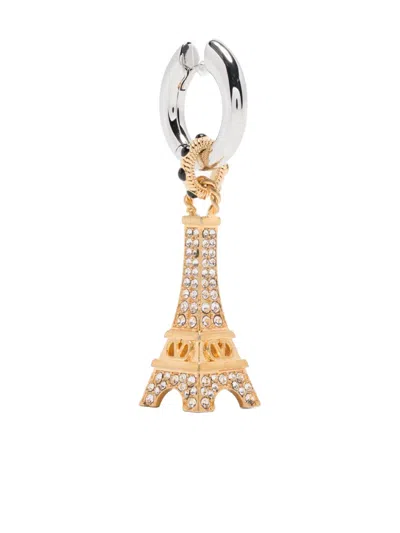 Valentino Eiffel Tower Crystal-embellished Earrings In Gold