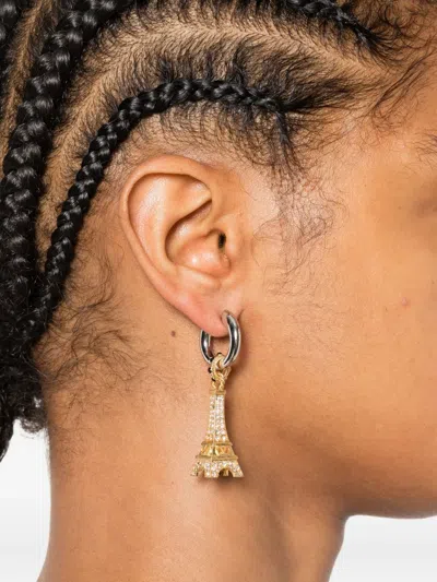 Valentino Eiffel Tower Crystal-embellished Earrings In Gold