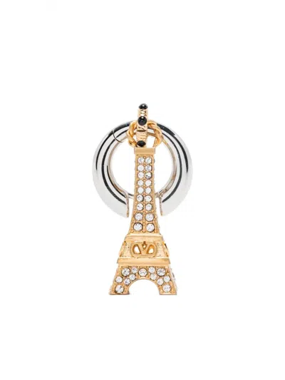 Valentino Eiffel Tower Crystal-embellished Earrings In Gold