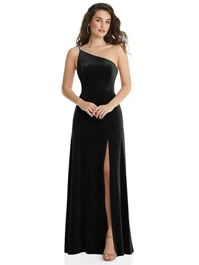 After Six One-shoulder Spaghetti Strap Velvet Maxi Dress With Pockets