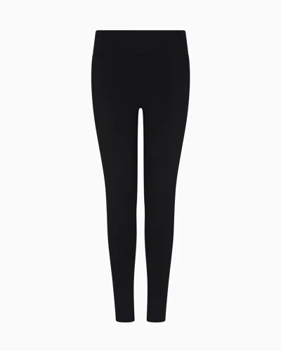 Ea7 Core Lady Stretch Cotton Jersey Leggings In Blue