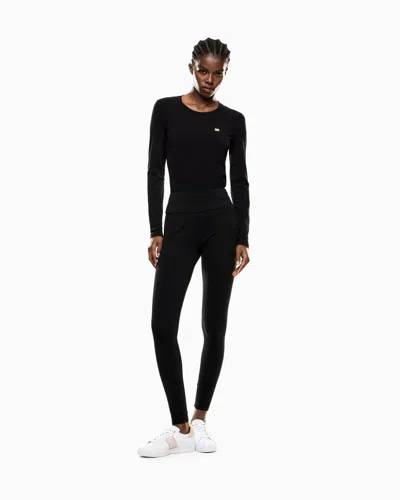 Ea7 Core Lady Stretch Cotton Jersey Leggings In Blue