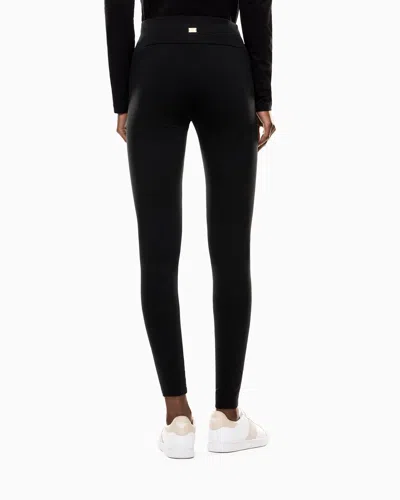 Ea7 Core Lady Stretch Cotton Jersey Leggings In Blue