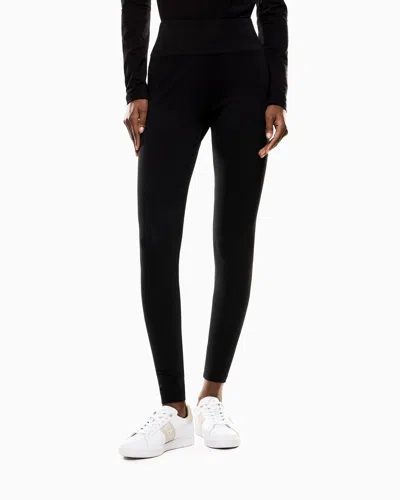 Ea7 Core Lady Stretch Cotton Jersey Leggings In Blue