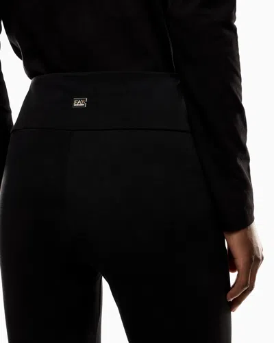 Ea7 Core Lady Stretch Cotton Jersey Leggings In Blue