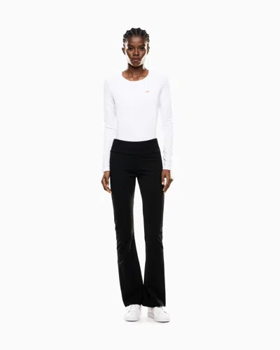 Ea7 Core Lady Stretch-cotton Jersey Bootcut Leggings In Black
