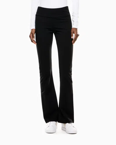 Ea7 Core Lady Stretch-cotton Jersey Bootcut Leggings In Black